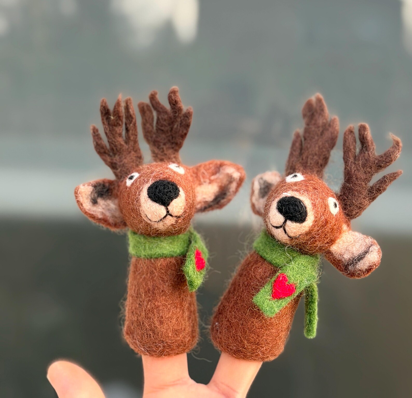 Handmade Wool Felt Reindeer Finger Puppet | Storytelling Toy - Image 4