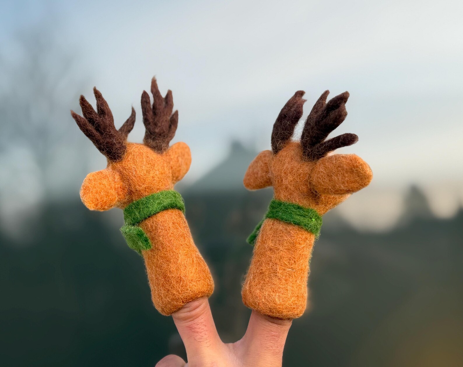 Handmade Felt Reindeer Finger Puppet | Fair Trade Wool Toy - Image 4
