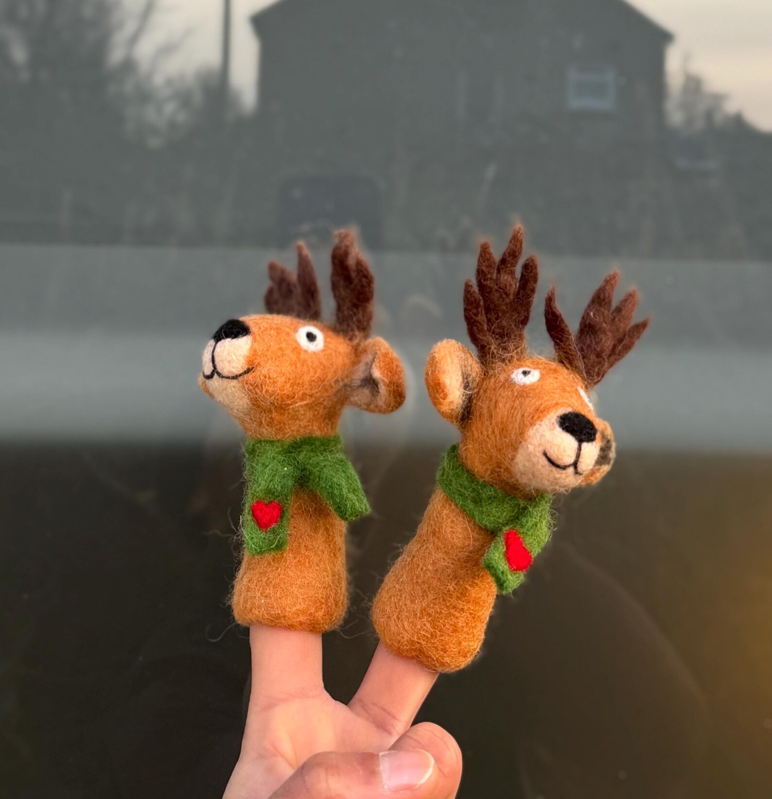 Handmade Felt Reindeer Finger Puppet | Fair Trade Wool Toy - Image 3