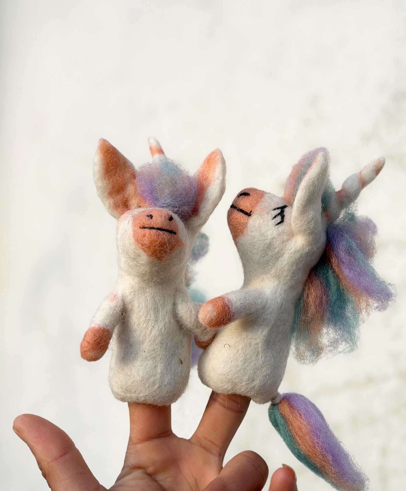 Needle Felt Unicorn Finger Puppet | Handmade Wool Toy - Image 4