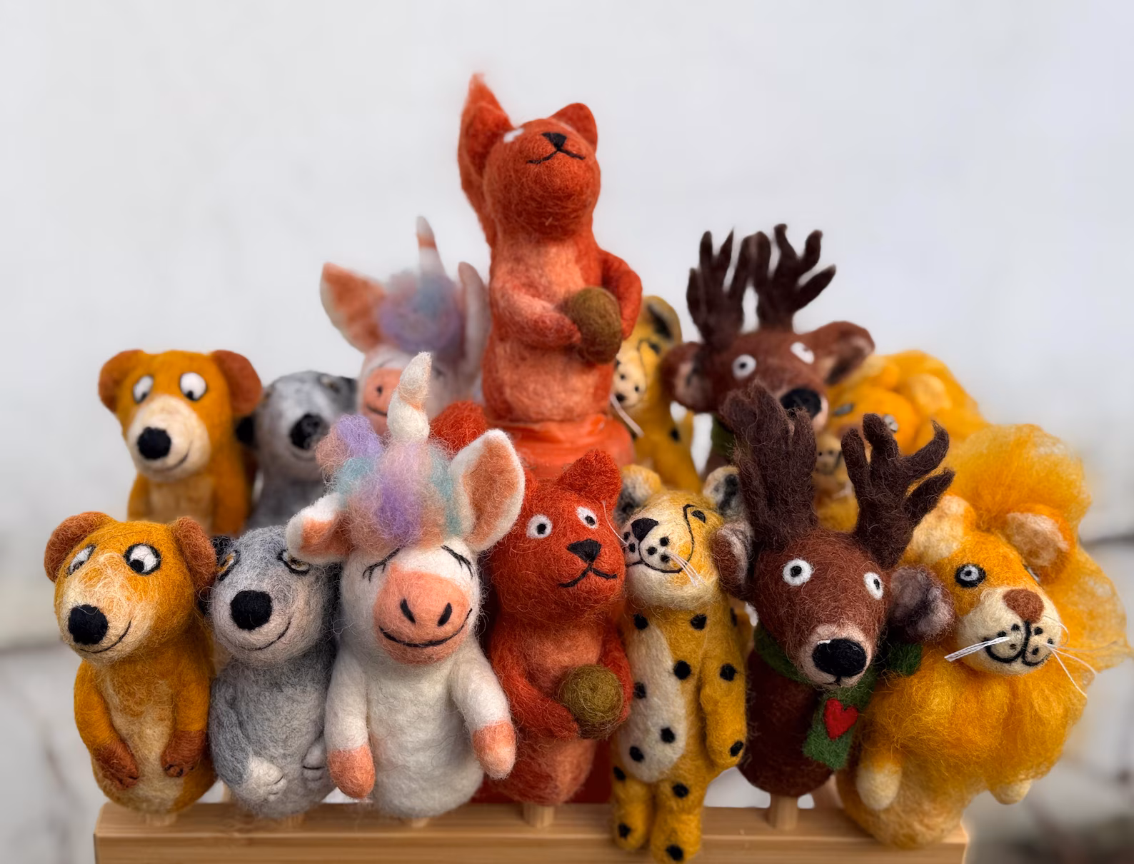 Handmade Wool Felt Animal Finger Puppets | Storytelling Toys